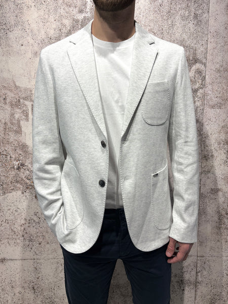 Giacca monopetto jacquard grigia