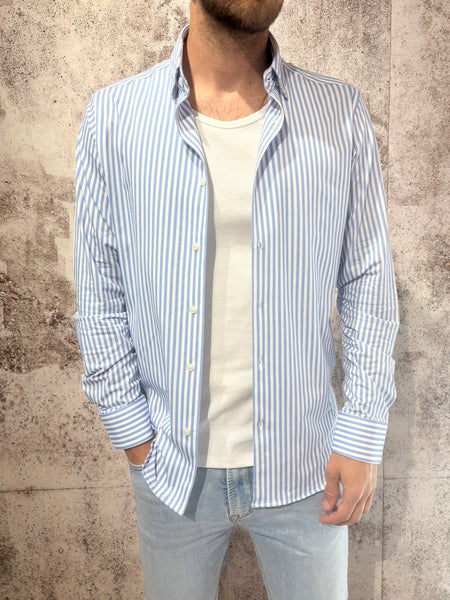 Camicia cotone righe bianche/azzurre