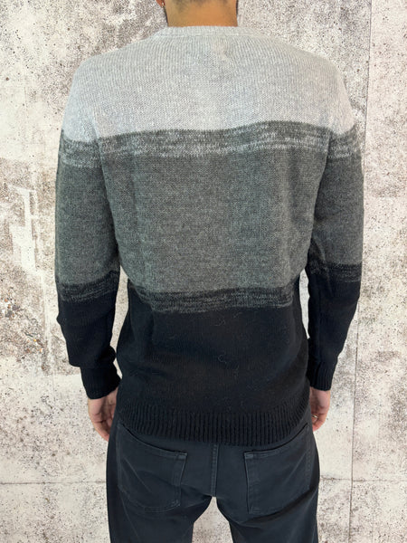 Maglione tricolore ghiaccio/grigio/nero