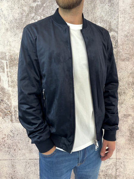 Giubbino bomber scamosciato blu