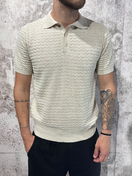 Polo in maglia lavorata beige