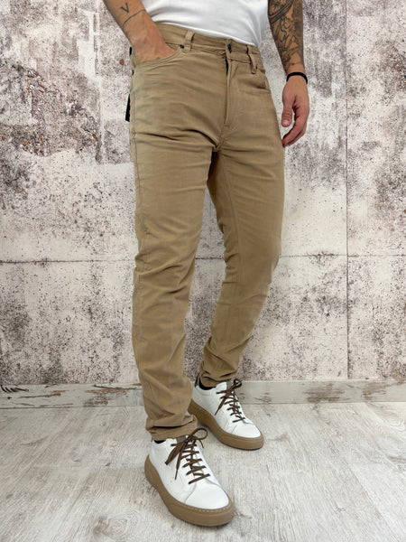 Pantalone velluto tramato beige