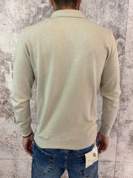 Polo beige manica lunga