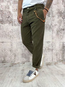 Pantalone verdone velluto costine