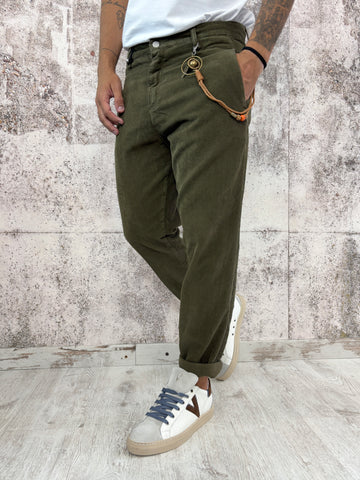 Pantalone verdone velluto costine