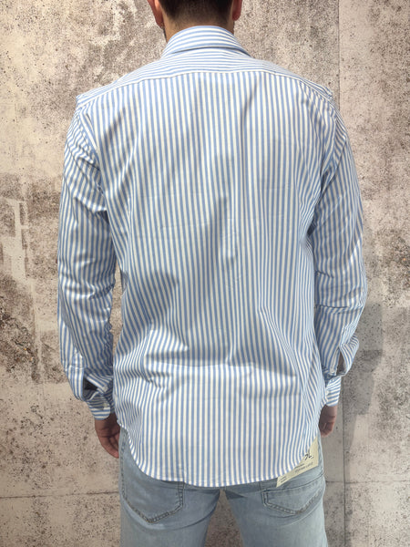 Camicia cotone righe bianche/azzurre