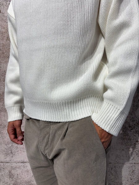 Maglione girocollo panna cropped art. M55