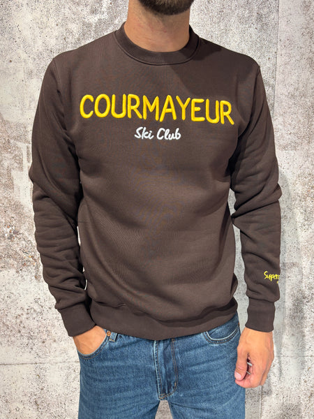 Felpa girocollo moro Courmayeur Sky Club