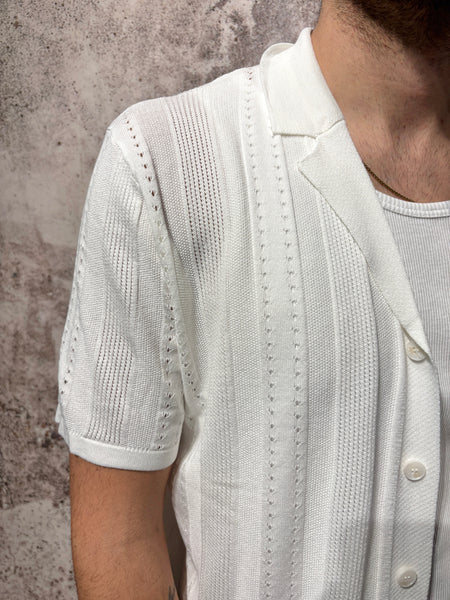 Camicia in maglia m/m lavorata bianca