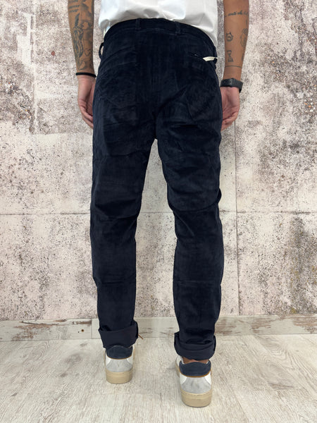 Pantalone chino velluto blu