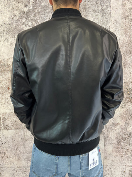 Giubbino bomber ecopelle nero