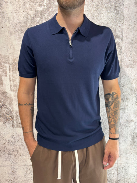 Polo in maglia zip blu