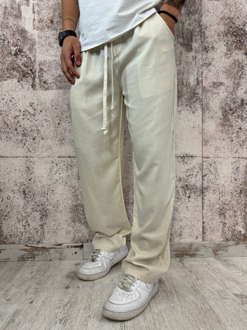 Pantalaccio palazzo misto lino sabbia