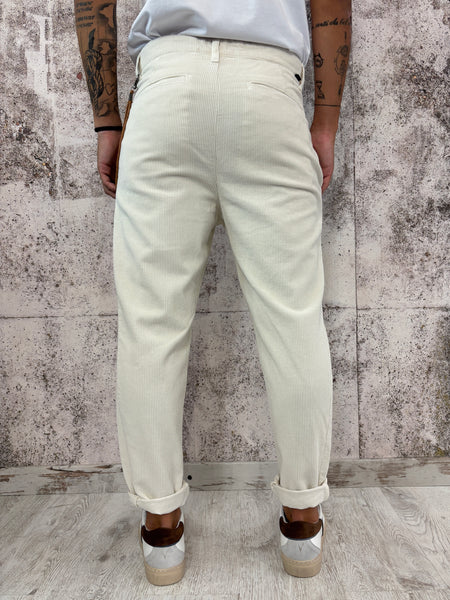 Pantalone panna velluto costine