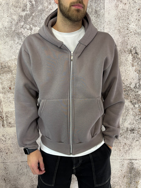 Felpa cappuccio zip ferro