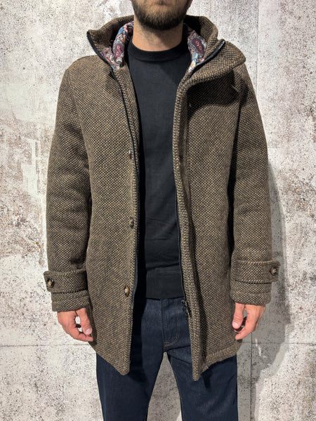 Cappotto mod. parka lana tabacco