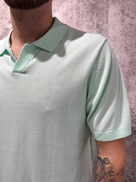 Polo in maglia giada collo derby