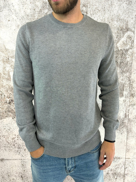 Maglione girocollo grigio misto cashmere