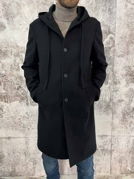 Cappotto nero modello Parka