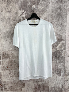T-Shirt bianca cotone fiammato