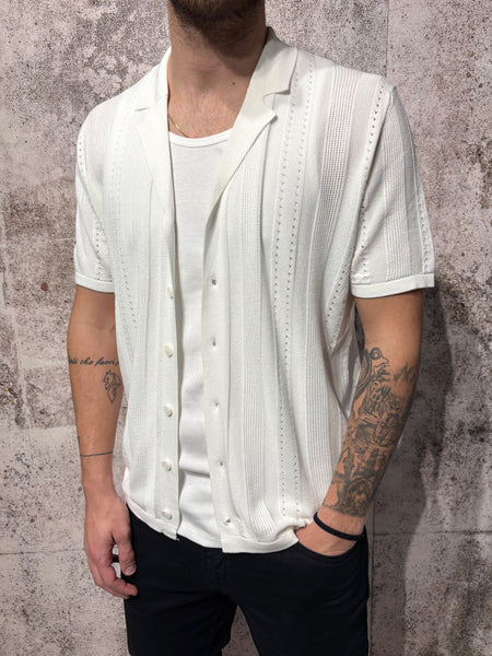 Camicia in maglia m/m lavorata bianca