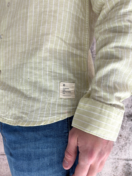 Camicia lime misto lino rigata