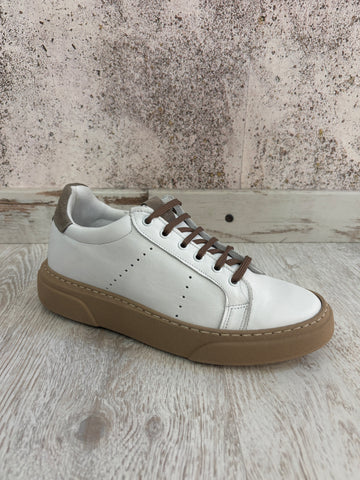 Sneakers pelle bianche/beige