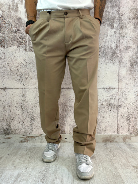 Pantalone palazzo cammello con pinces