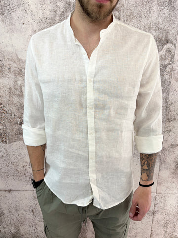 Camicia coreana lino bianca