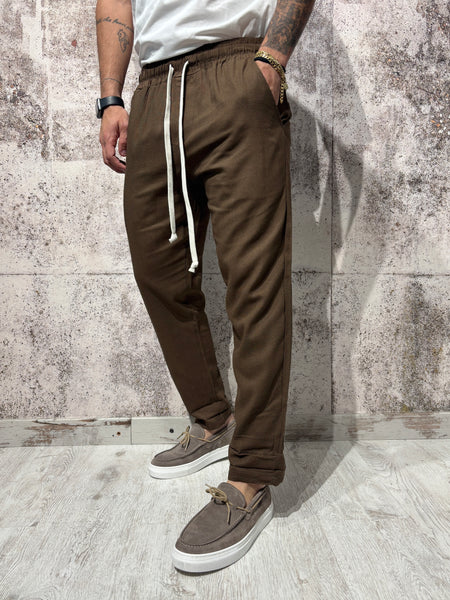 Pantalaccio cioccolato misto lino