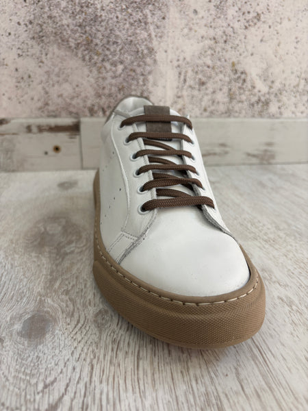 Sneakers pelle bianche/beige