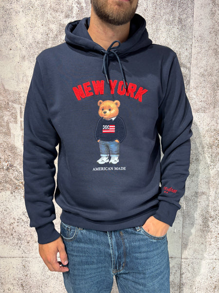 Felpa cappuccio blu New York
