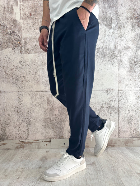 Pantalaccio misto lino blu