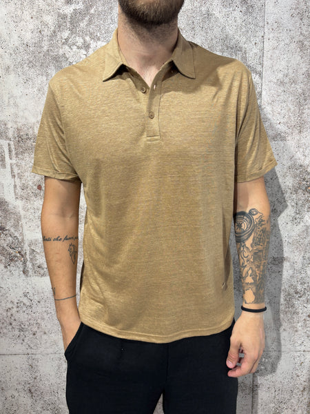 Polo lino camel