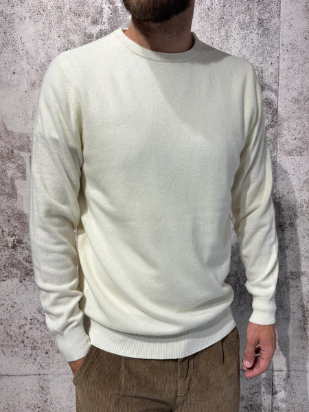 Maglione girocollo panna misto cashmere