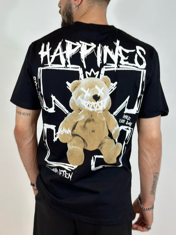 T-Shirt nera happiness