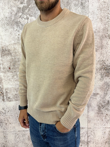 Maglione ciniglia beige