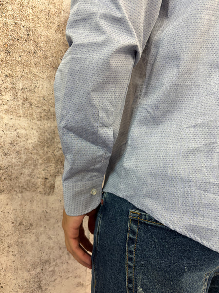 Camicia cotone azzurra microfantasia