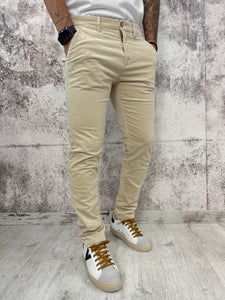 Pantalone chino velluto beige