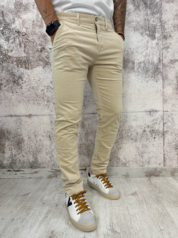 Pantalone chino velluto beige