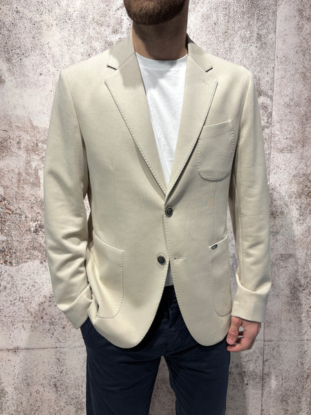 Giacca monopetto jersey beige