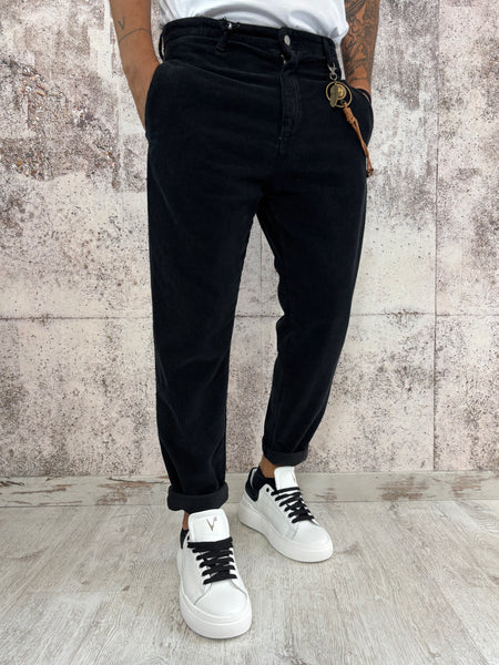 Pantalone nero velluto costine