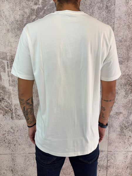 T-Shirt bianca doppia tasca scozzese