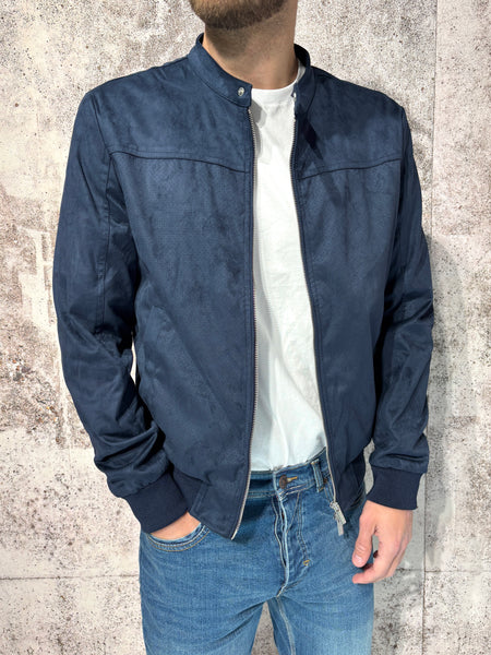 Biker ecopelle scamosciato blu