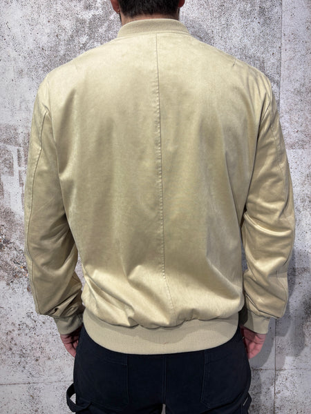 Beige suede bomber jacket