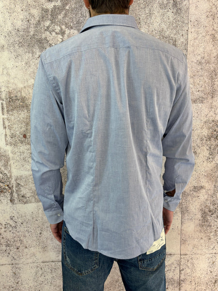 Camicia cotone azzurra microfantasia