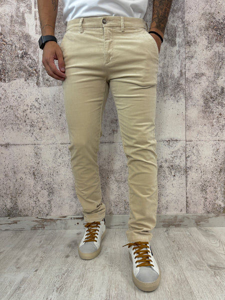 Pantalone chino velluto beige