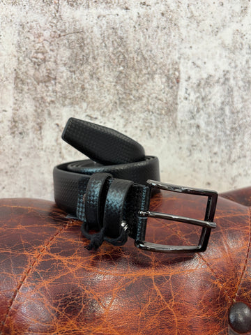 Cintura pelle nera rombi