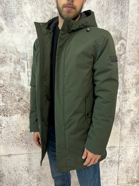 Parka tessuto tecnico verde Militare