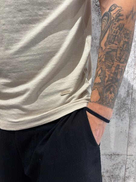 T-Shirt misto lino sabbia